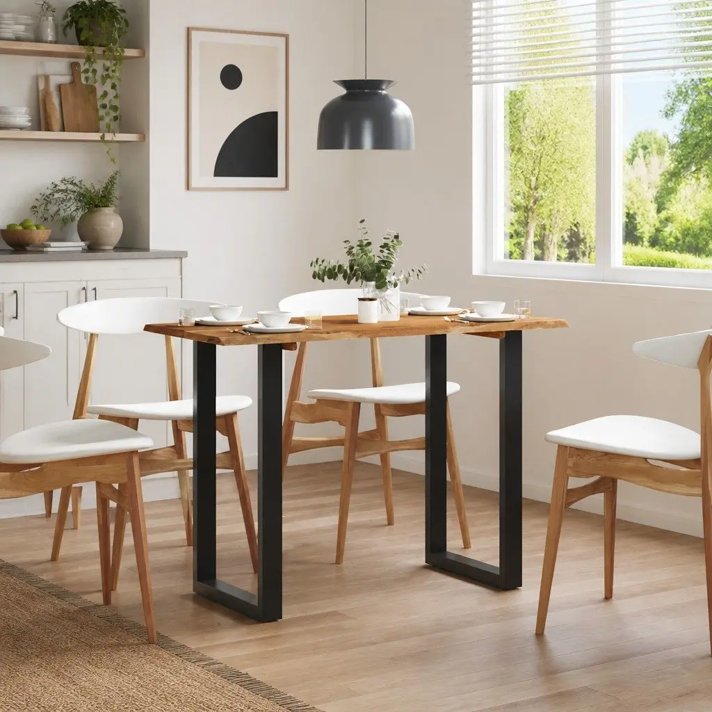 Solid Wood Acacia Dining Table Kitchen Room 110x50x76cm Natural Brown