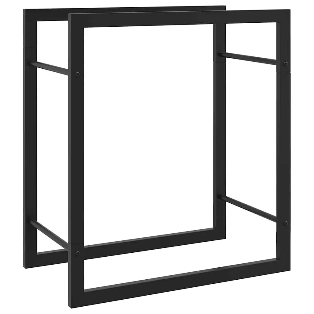 Firewood Rack Log Storage Holder Steel Black Fireplace Wood Stand Home Garden