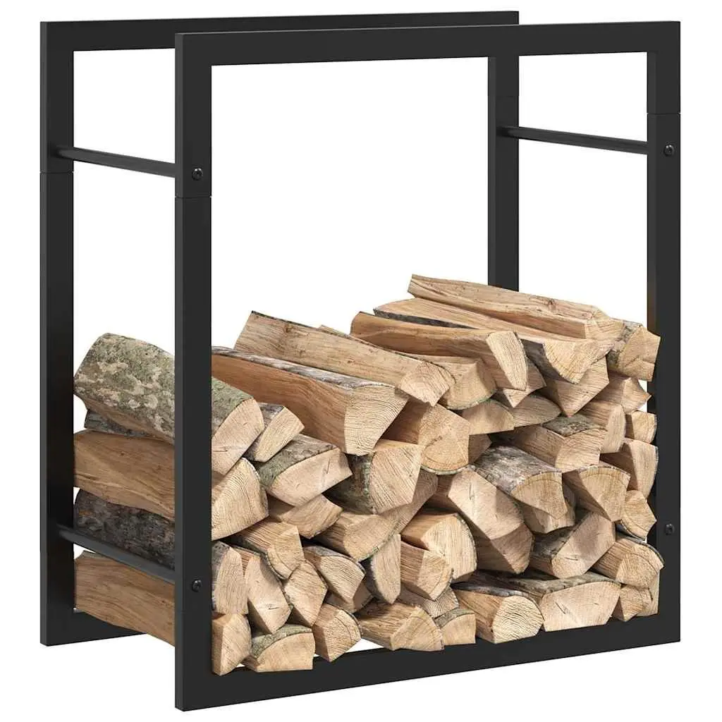 Firewood Rack Log Storage Holder Steel Black Fireplace Wood Stand Home Garden
