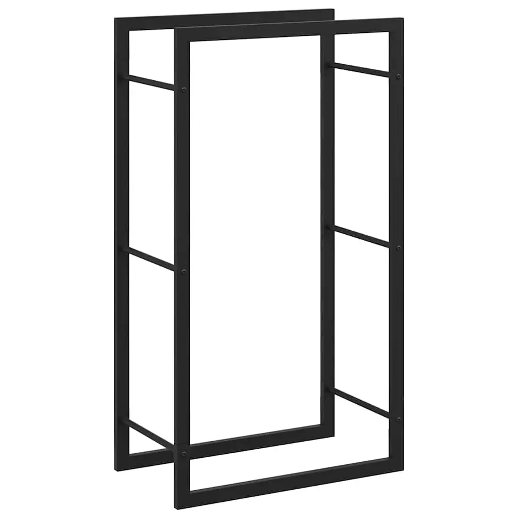 Firewood Rack Log Storage Holder Steel Black Fireplace Wood Stand 50x28x94cm