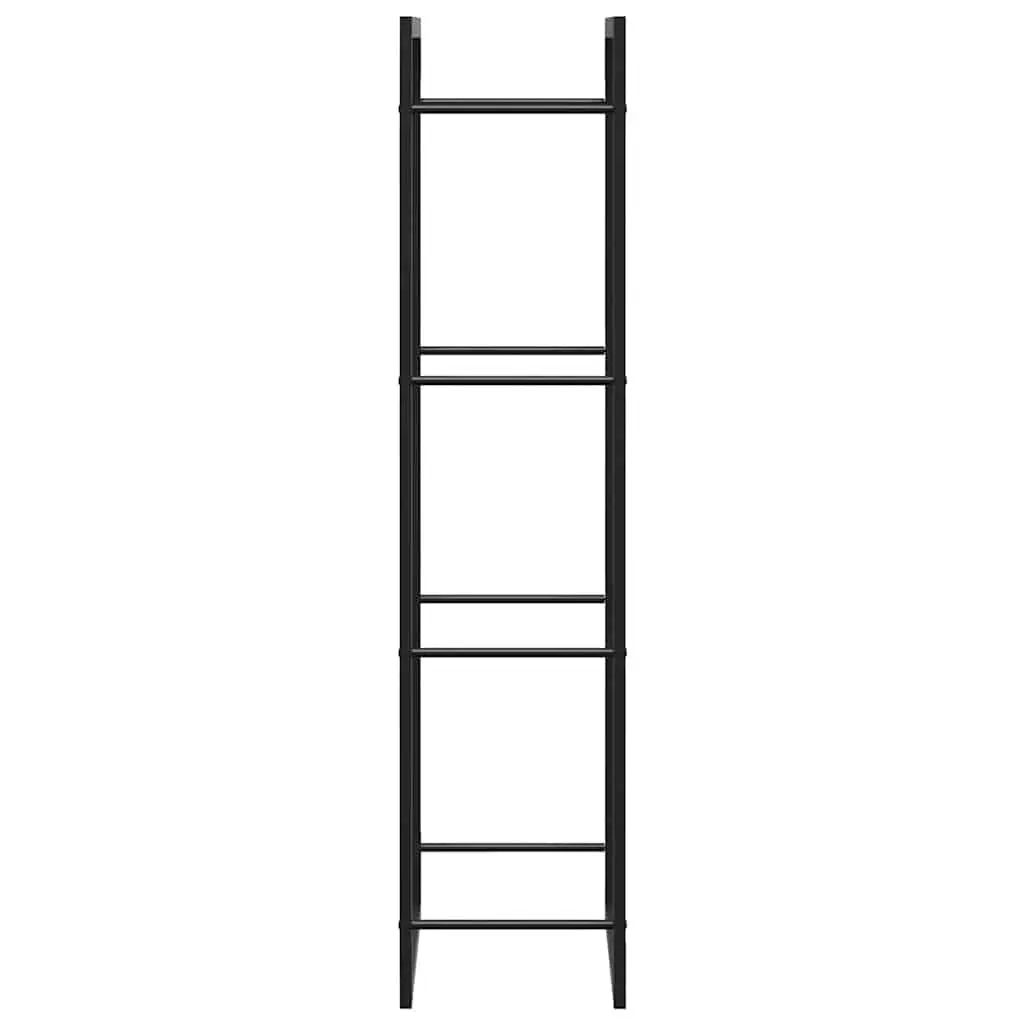 Log Rack Firewood Storage Holder Indoor Outdoor Black Steel 50 x 28 x 132 cm