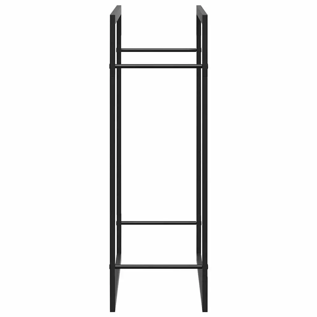 Firewood Rack Log Storage Holder Black Steel Outdoor Indoor Fireplace Wood Stand