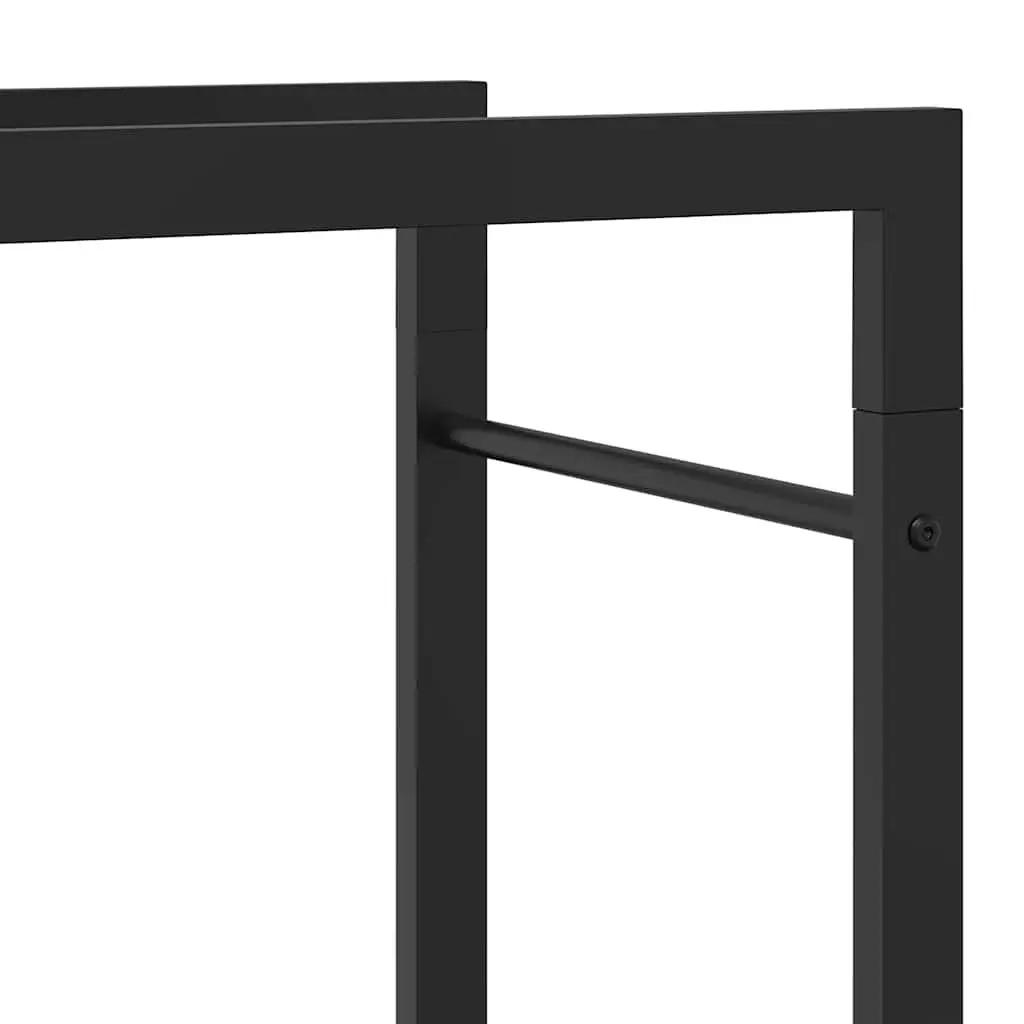 Firewood Log Rack Storage Holder Steel Black Indoor Outdoor Fireplace Wood Stand
