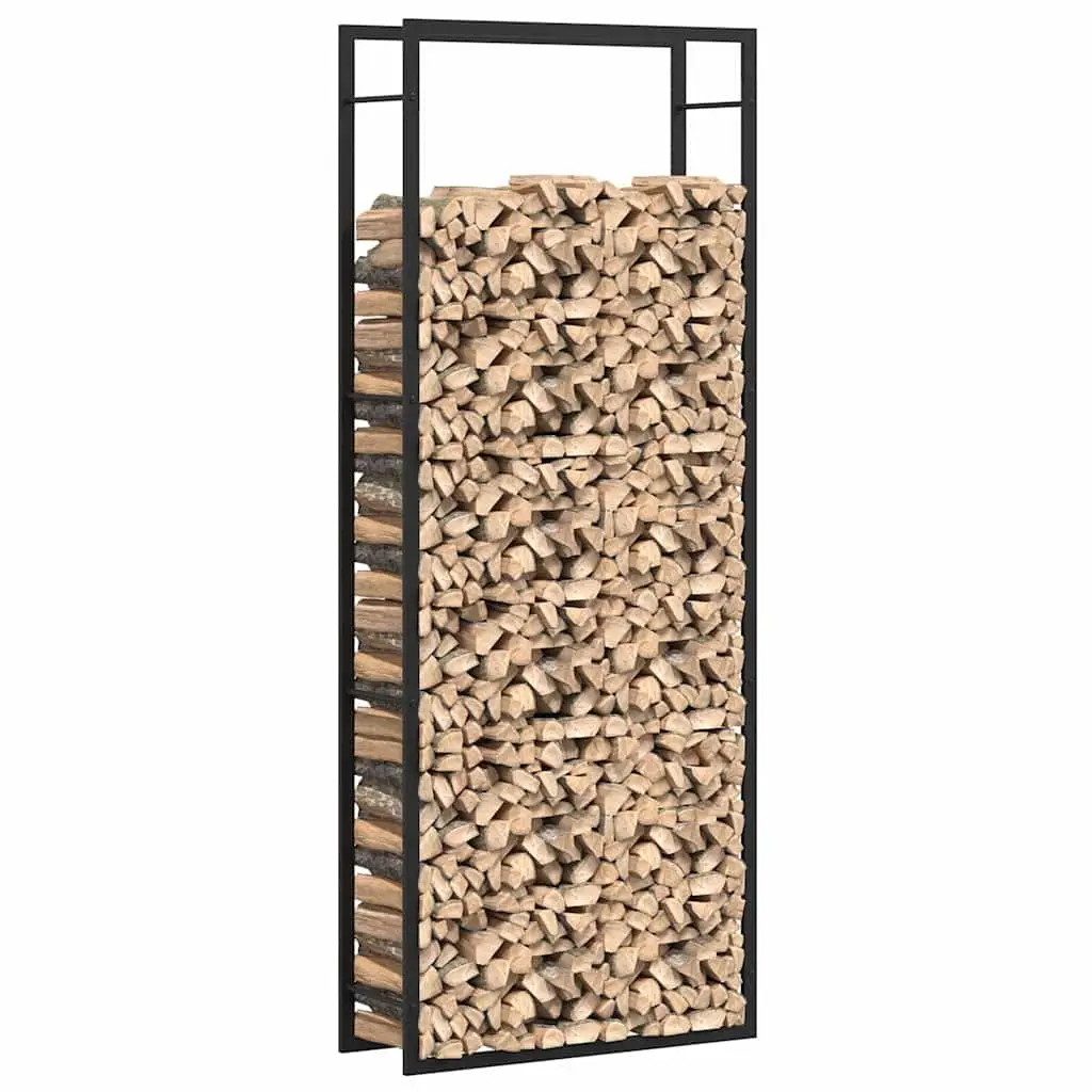 Firewood Log Rack Storage Holder Steel Black Indoor Outdoor Fireplace Wood Stand
