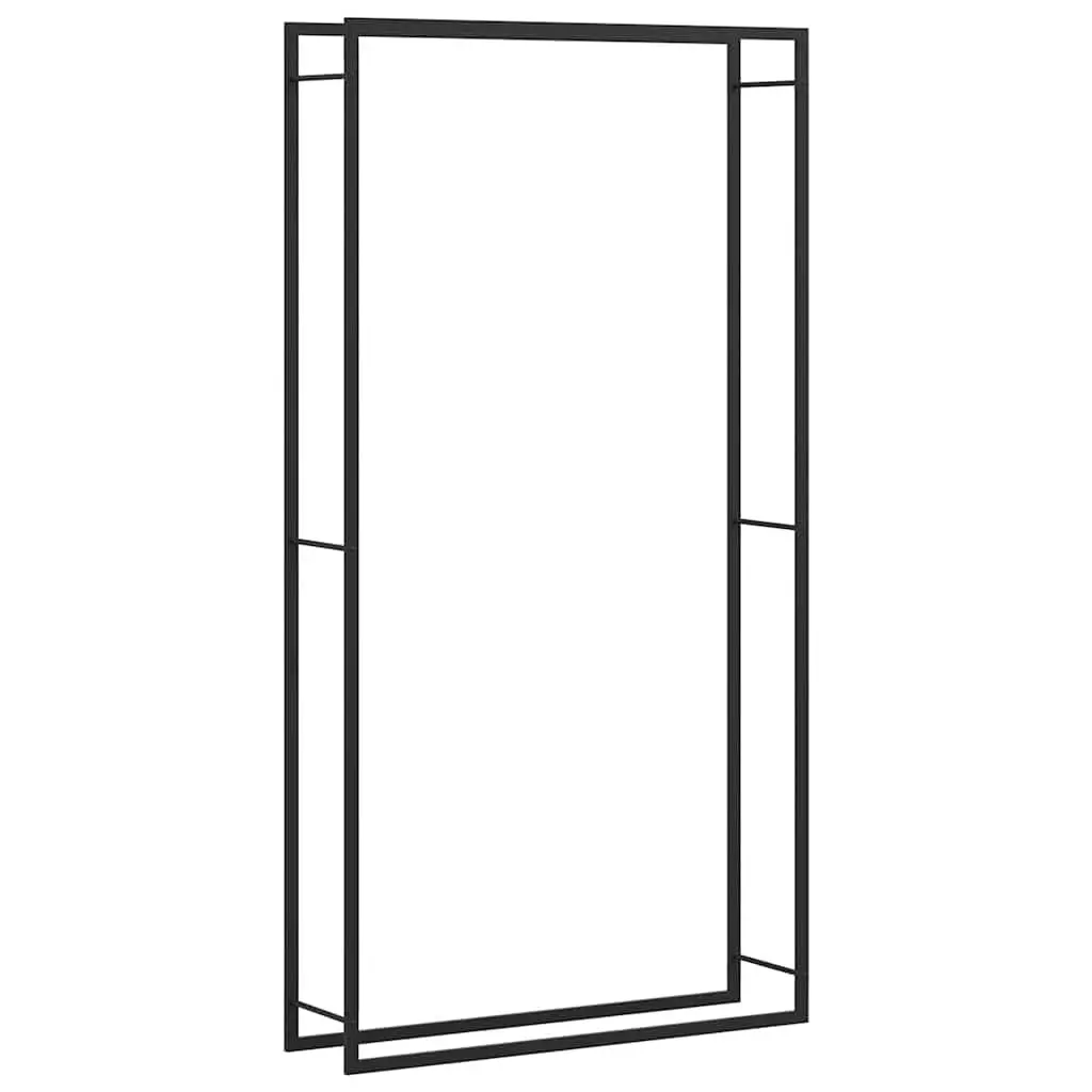 Firewood Rack Log Storage Stand for Fireplace Black Steel 110x28x214cm