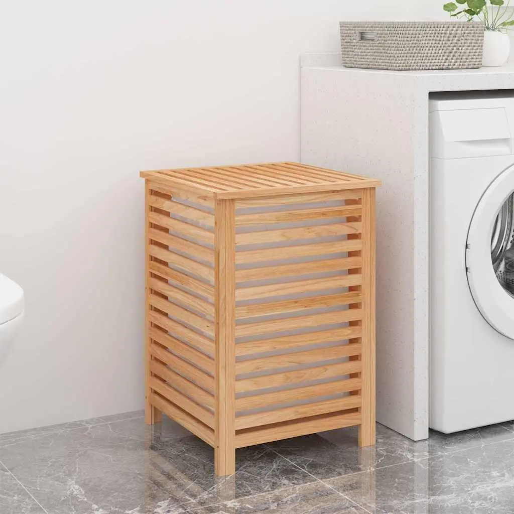 Wooden Laundry Basket for Home 45x45x65 cm Brown Solid Wood with Removable Bag