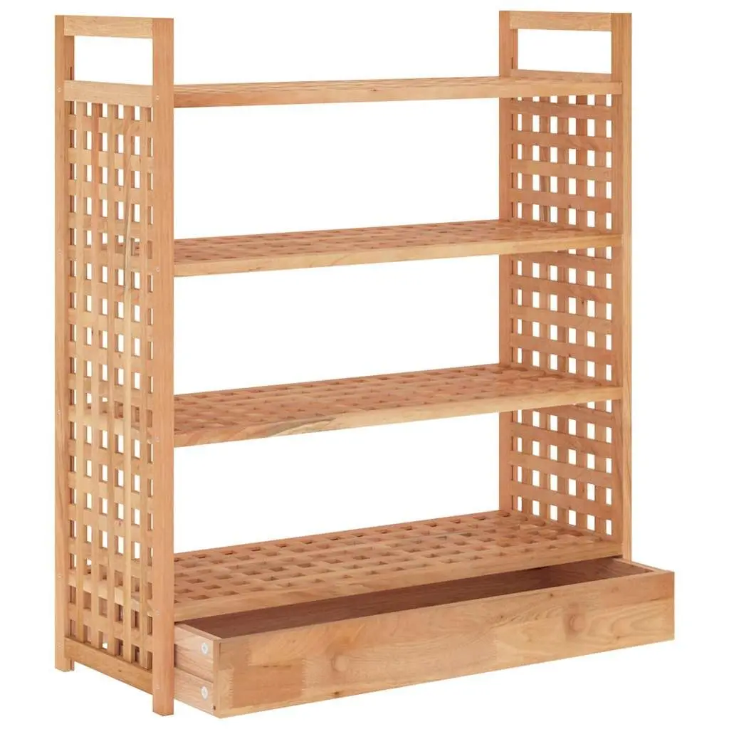Wooden Shoe Rack with Drawer 70x27x81 cm Brown Storage Organiser 4 Shelf