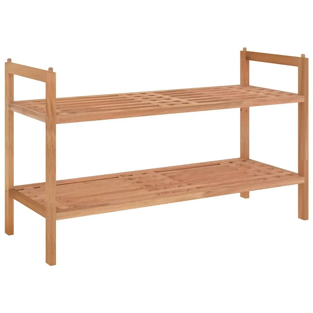 Shoe Rack for Home Organisation Solid Wood 2 Shelves Brown
