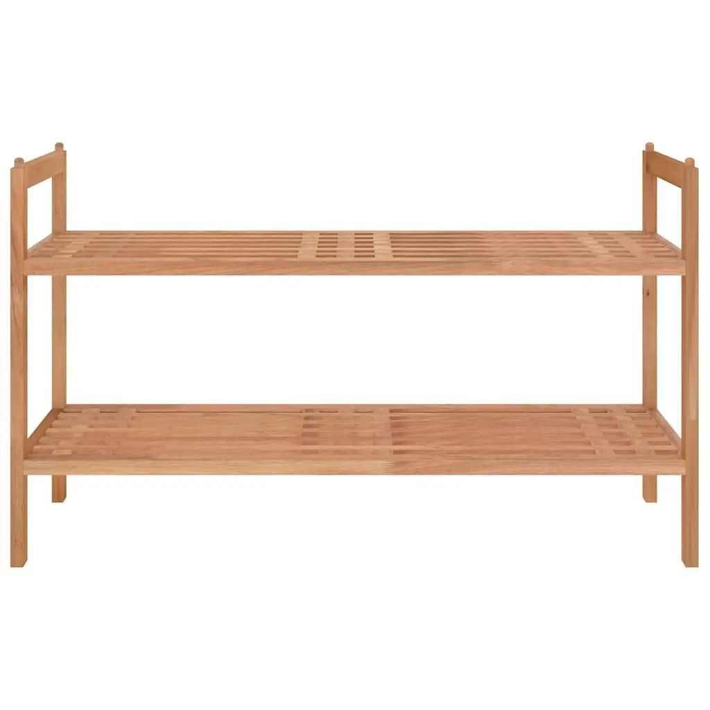 Shoe Rack for Home Organisation Solid Wood 2 Shelves Brown