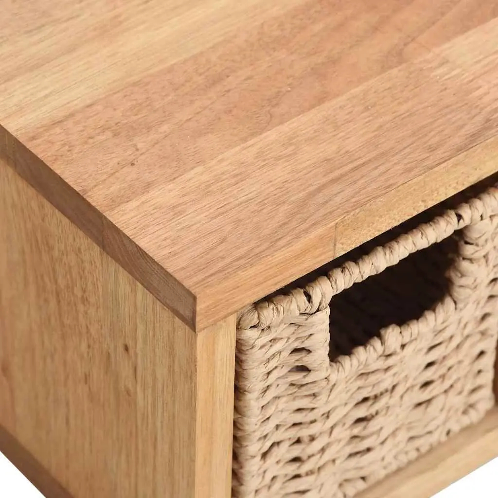 62x18x16 cm Wall Shelf, Solid Walnut Wood with Baskets