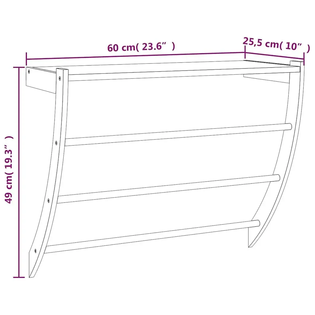 Towel Rack Solid Walnut Wood 60x25.5x49 cm Bathroom Towel Holder 3 Bars Shelf