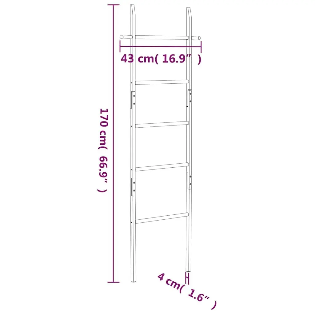 Towel Ladder 170 cm Solid Wood Brown Storage Rack Bathroom Bedroom Home Decor