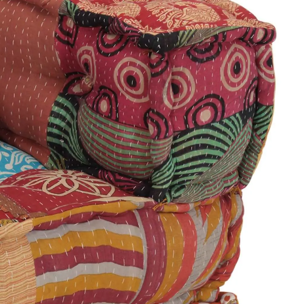 Modular Pouffe Patchwork Fabric Corner Sofa Chaise Lounge Chair with Pillow