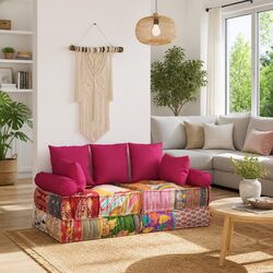 7-Piece Cotton Fabric Throw Pillow Set - Pink