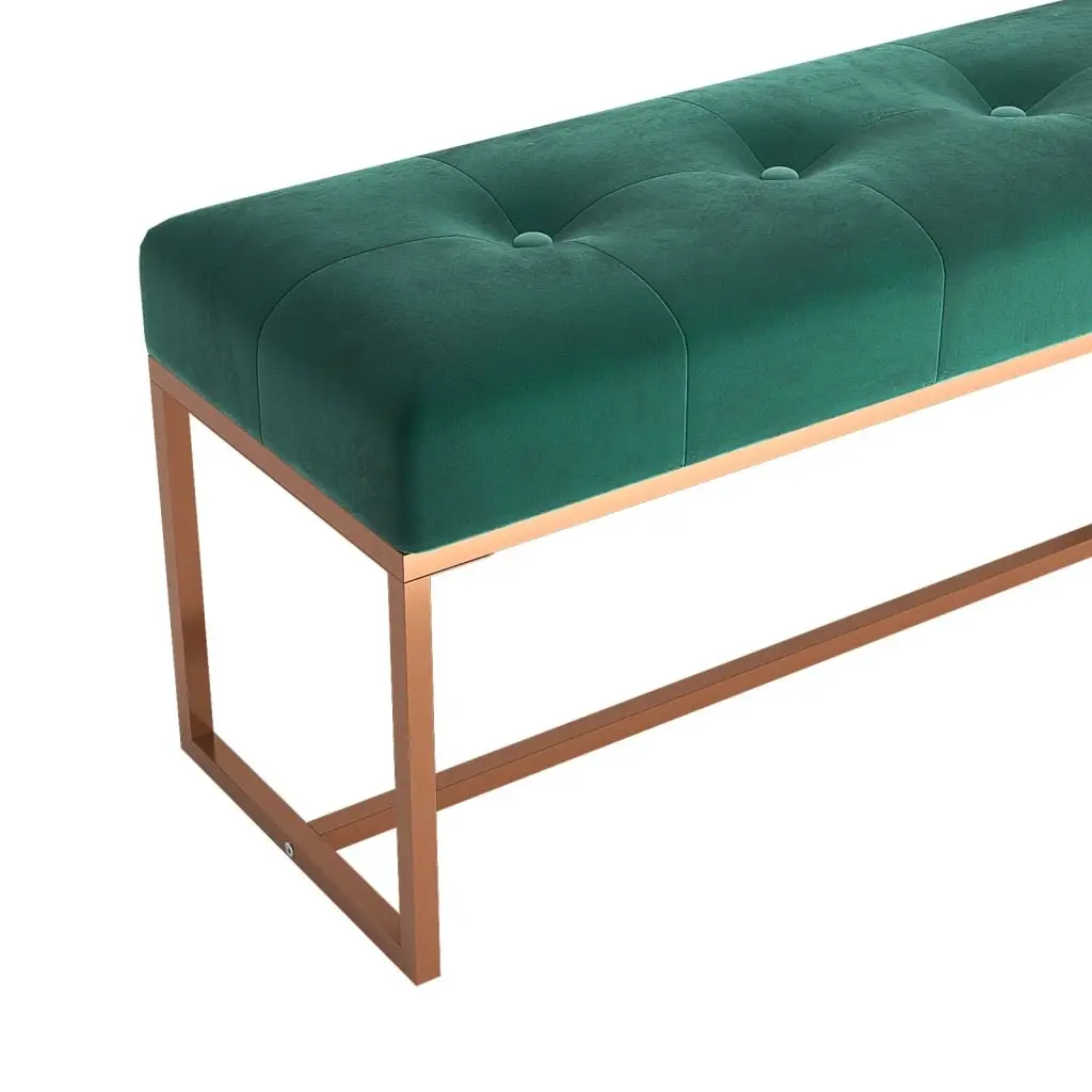 Storage Bench Living Room Bedroom Entryway Green Velvet Padded Seat