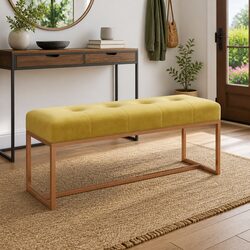 Yellow Velvet Bench Dimensions: 110L x 36W x 45H cm