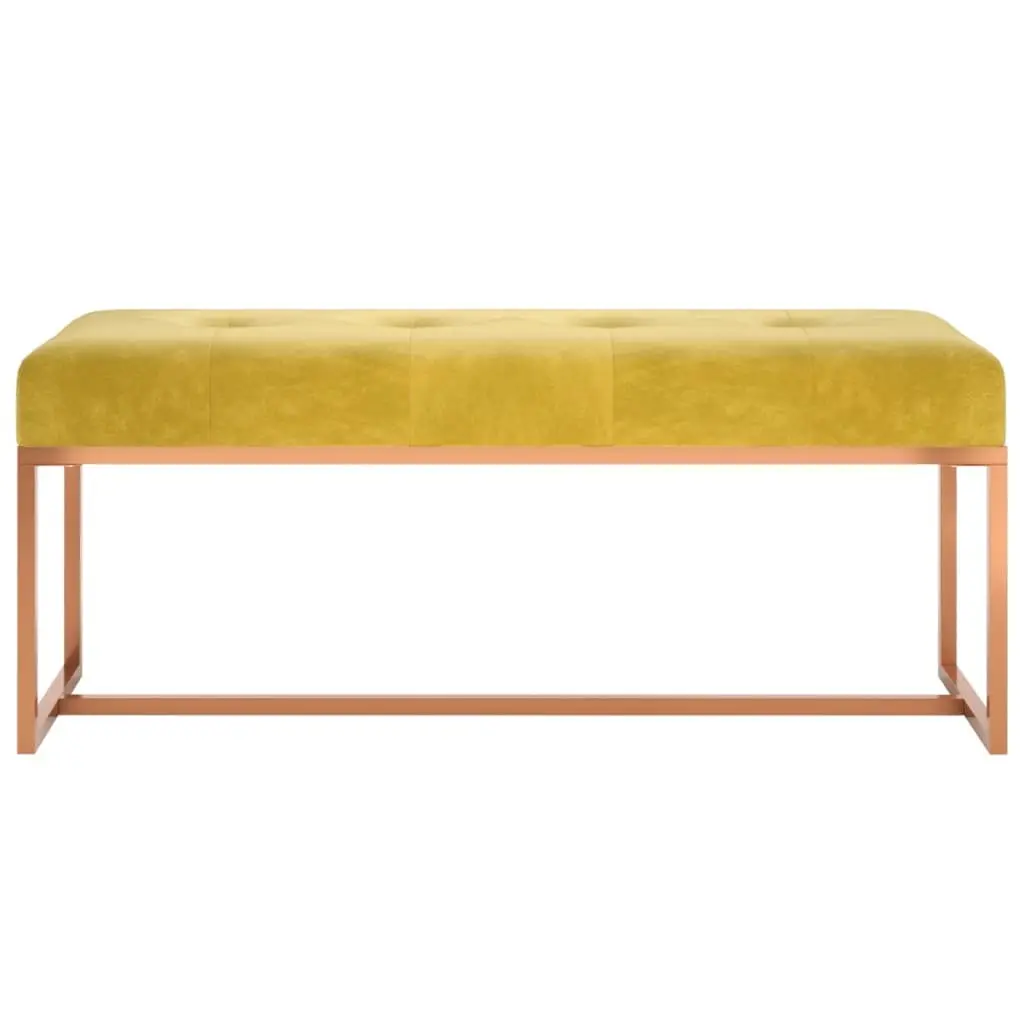 Velvet Bench for Living Room Entryway Yellow 110L x 36W x 45H cm