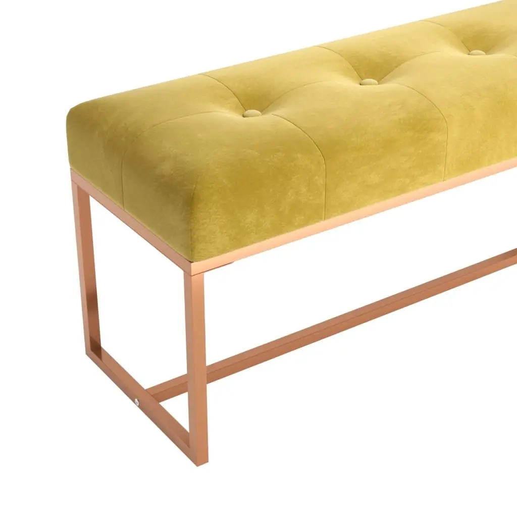 Velvet Bench for Living Room Entryway Yellow 110L x 36W x 45H cm