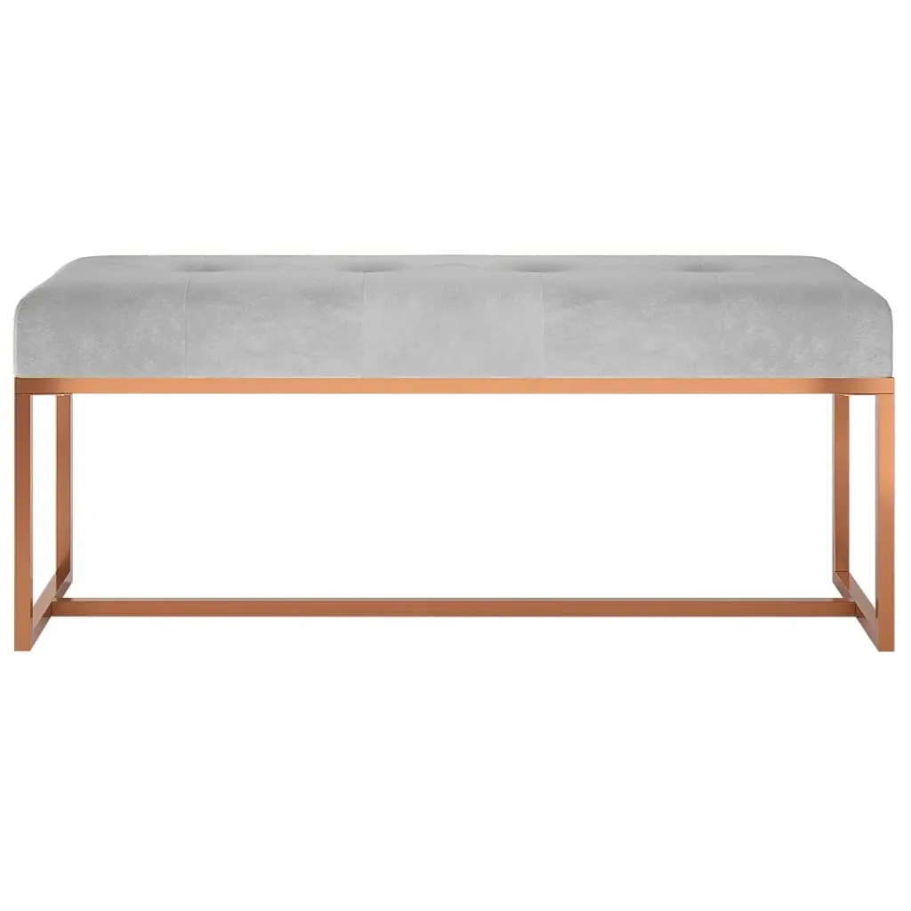 Grey Velvet Storage Bench Seat Padded Foam Comfortable Living Room Entryway