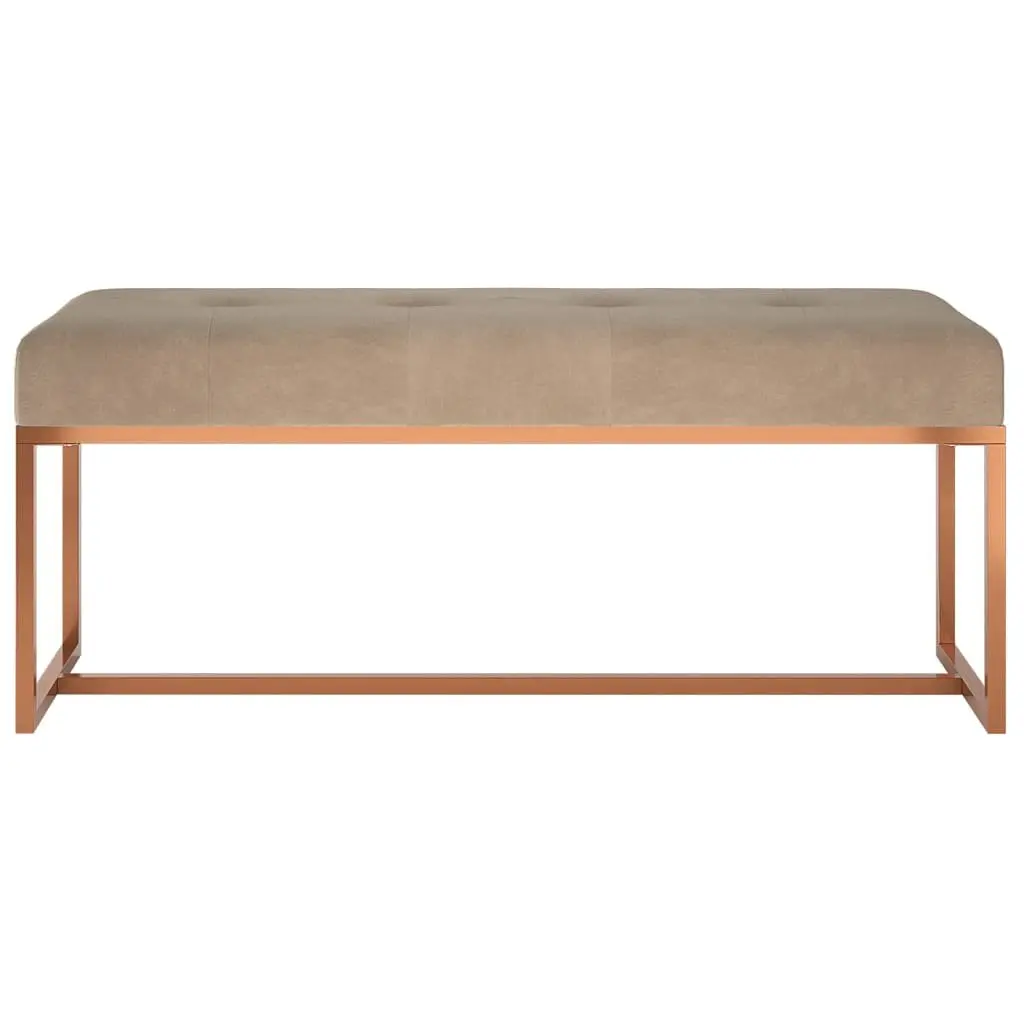 Beige Velvet Bench Storage Seating Living Room Entryway 110 x 36 x 45 cm