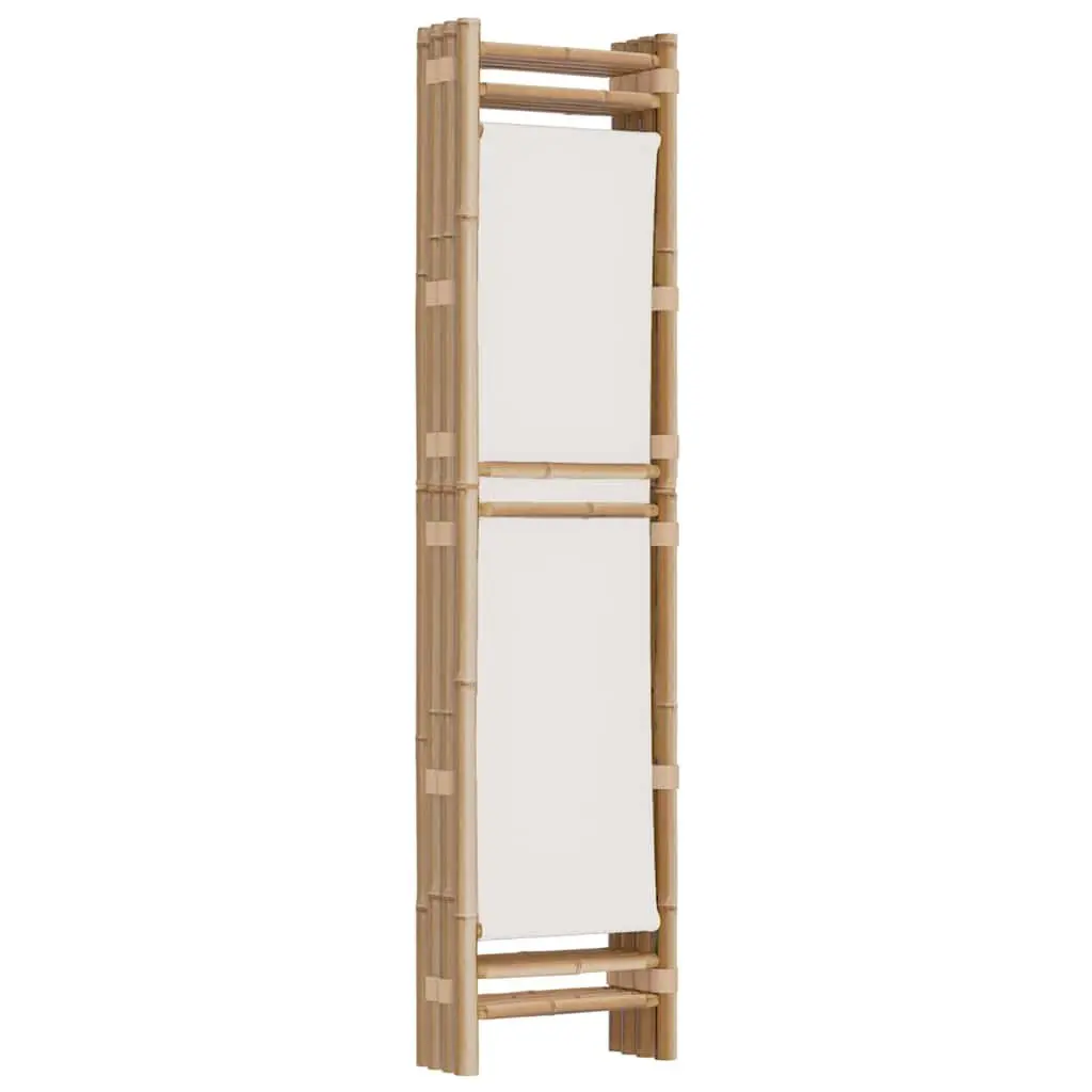 Folding Room Divider 4-Panel Privacy Screen 160cm Bamboo Canvas Cream Partition