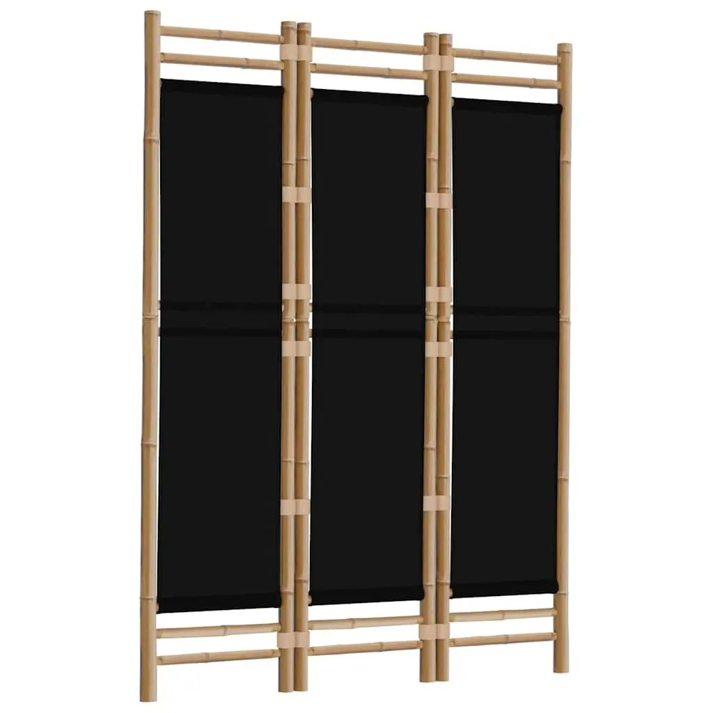 Room Divider Folding 3-Panel Privacy Screen Partition Bamboo Canvas Black