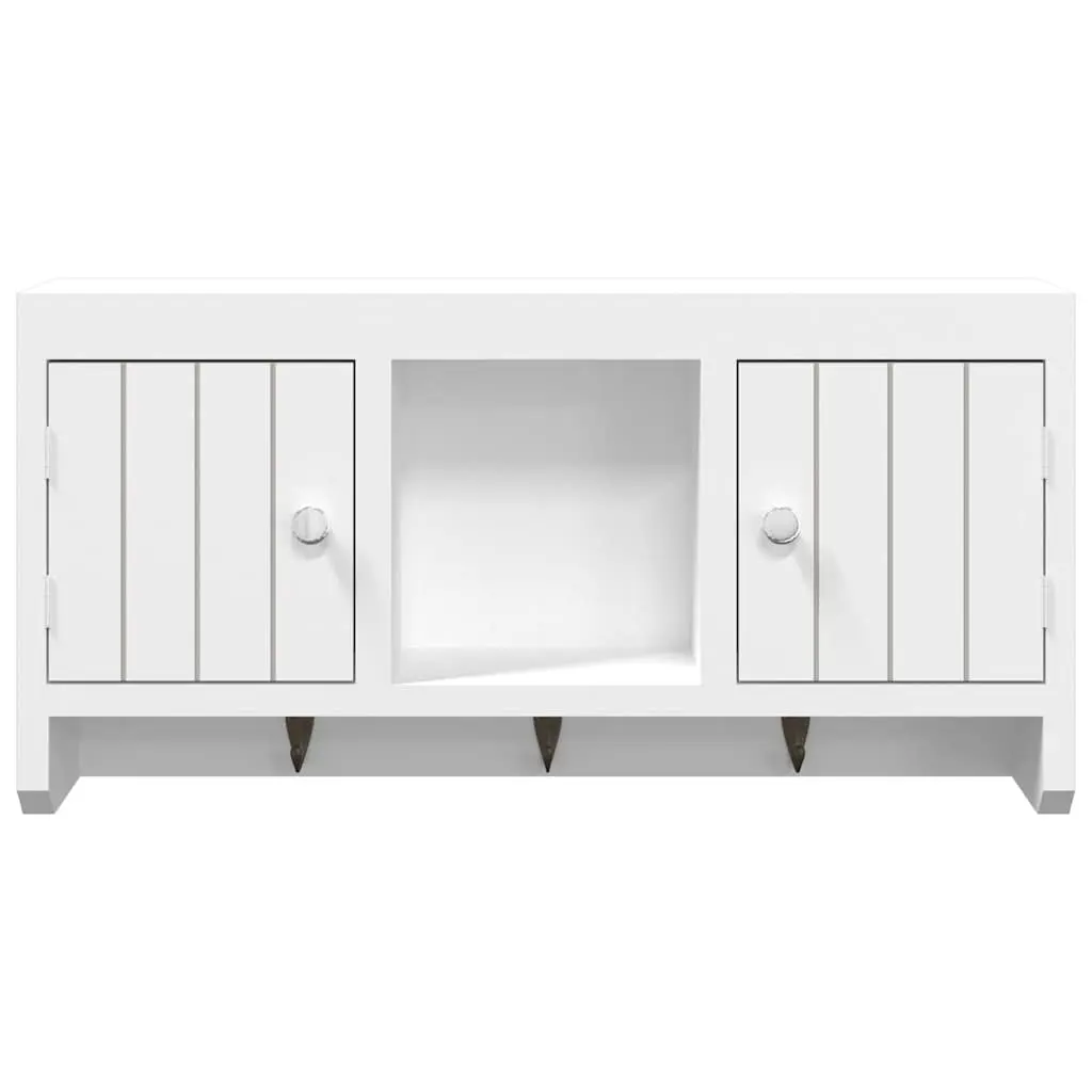 Key Cabinet Wall-Mounted White Storage Organiser for Keys Sunglasses Jewellery 40 x 8.5 x 20 cm