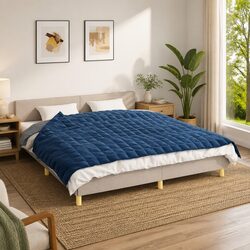 Weighted Blanket Blue 155x220 cm 11 kg Heavy Blanket Sleep Pressure Therapy