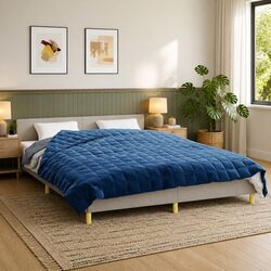 Blue Weighted Blanket 200x200 cm, 9 kg, Breathable Fabric