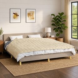 Light Cream Weighted Blanket, 155x220 cm, 7 kg, Breathable Fabric