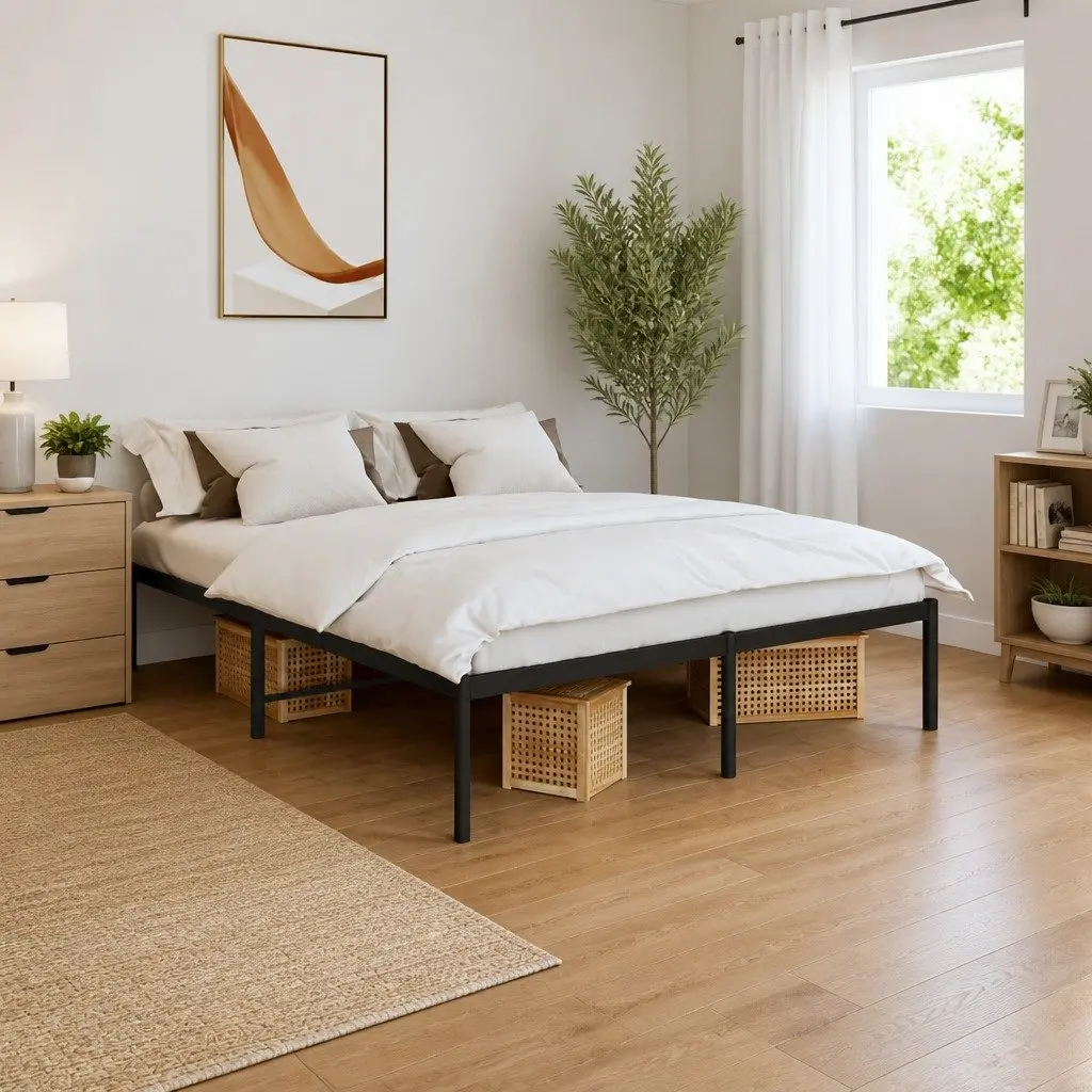 Black Metal Bed Frame 150x200 cm