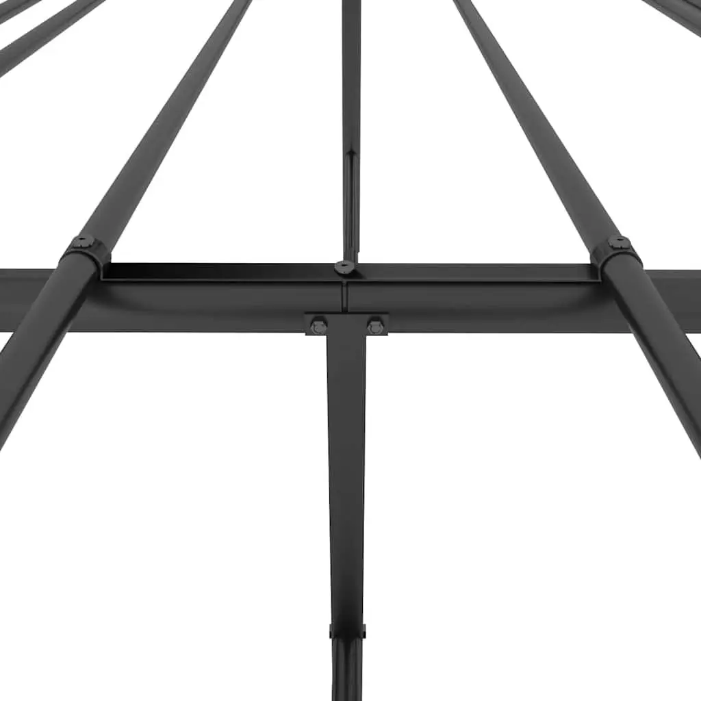 Queen Size Metal Bed Frame Black 150x200cm with Slatted Base and Headboard for Bedroom