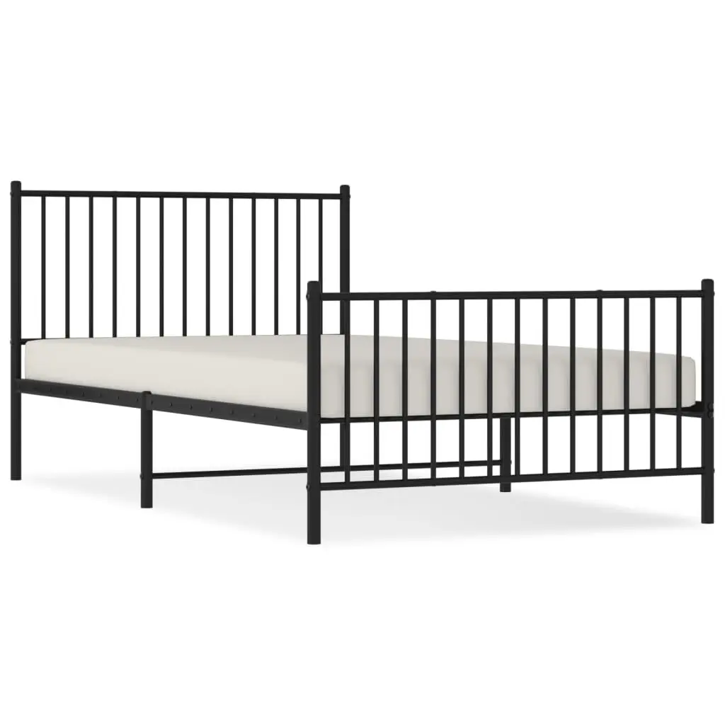 Metal Bed Frame King Single 107x203 cm with Footboard Slatted Base Black