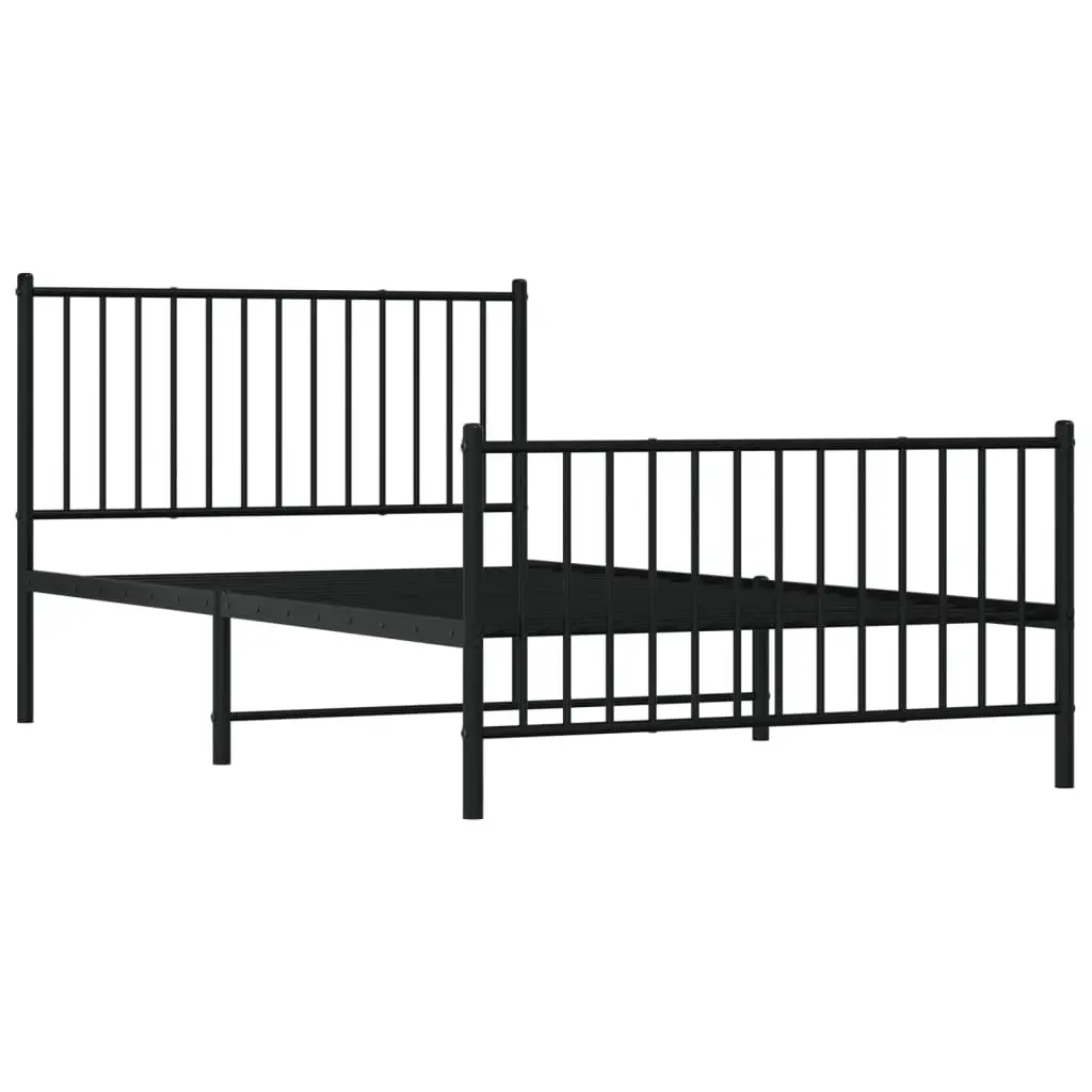 Metal Bed Frame King Single 107x203 cm with Footboard Slatted Base Black