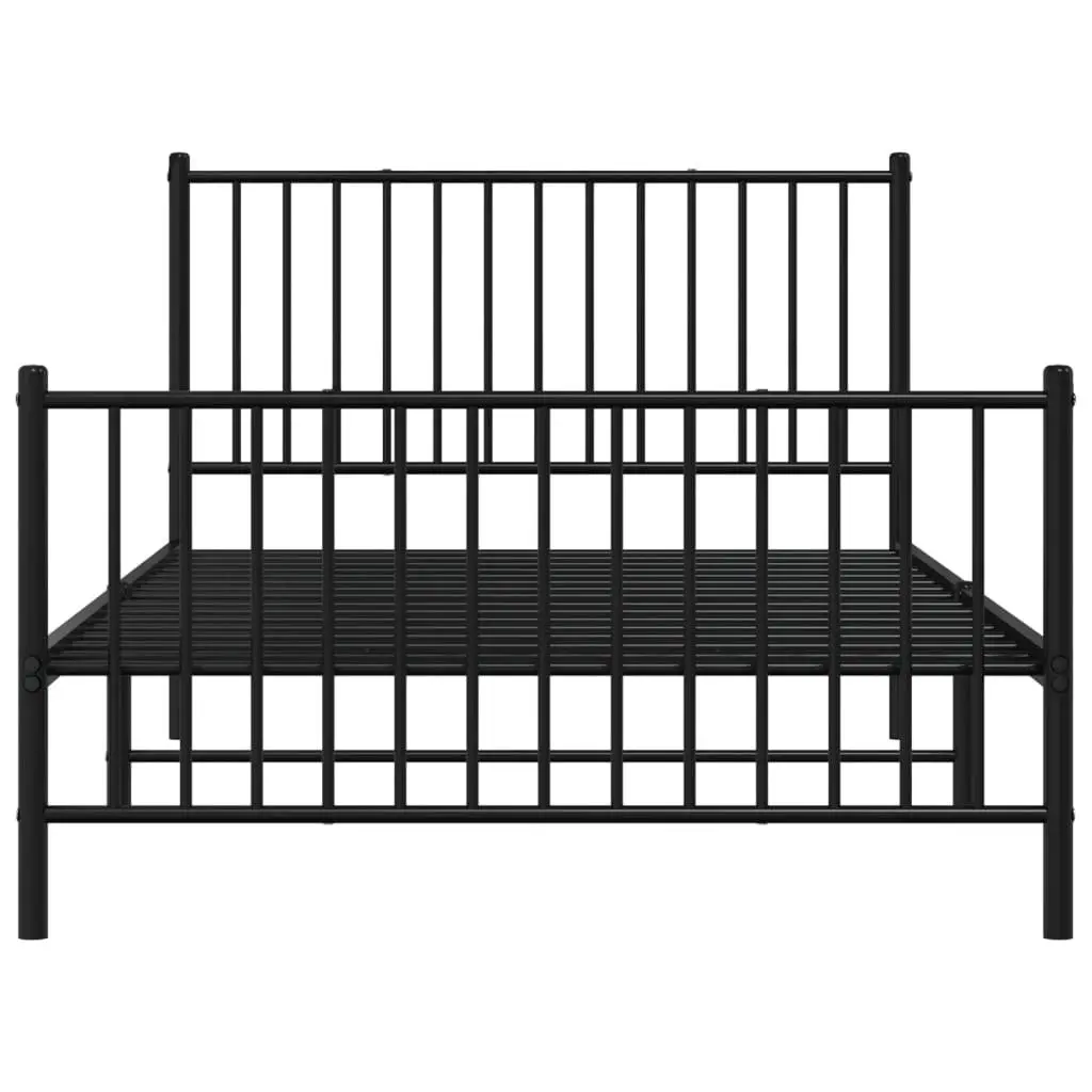 Metal Bed Frame King Single 107x203 cm with Footboard Slatted Base Black