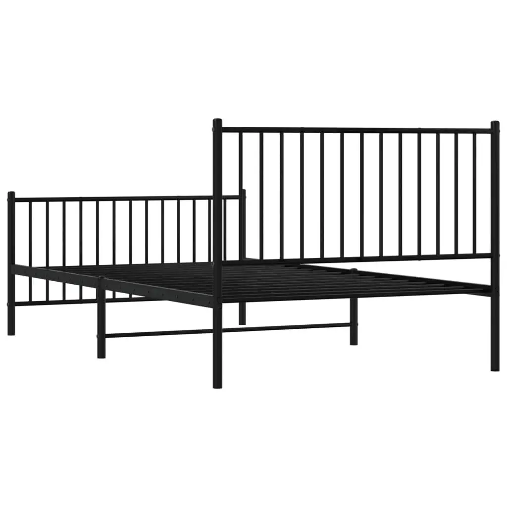 Metal Bed Frame King Single 107x203 cm with Footboard Slatted Base Black