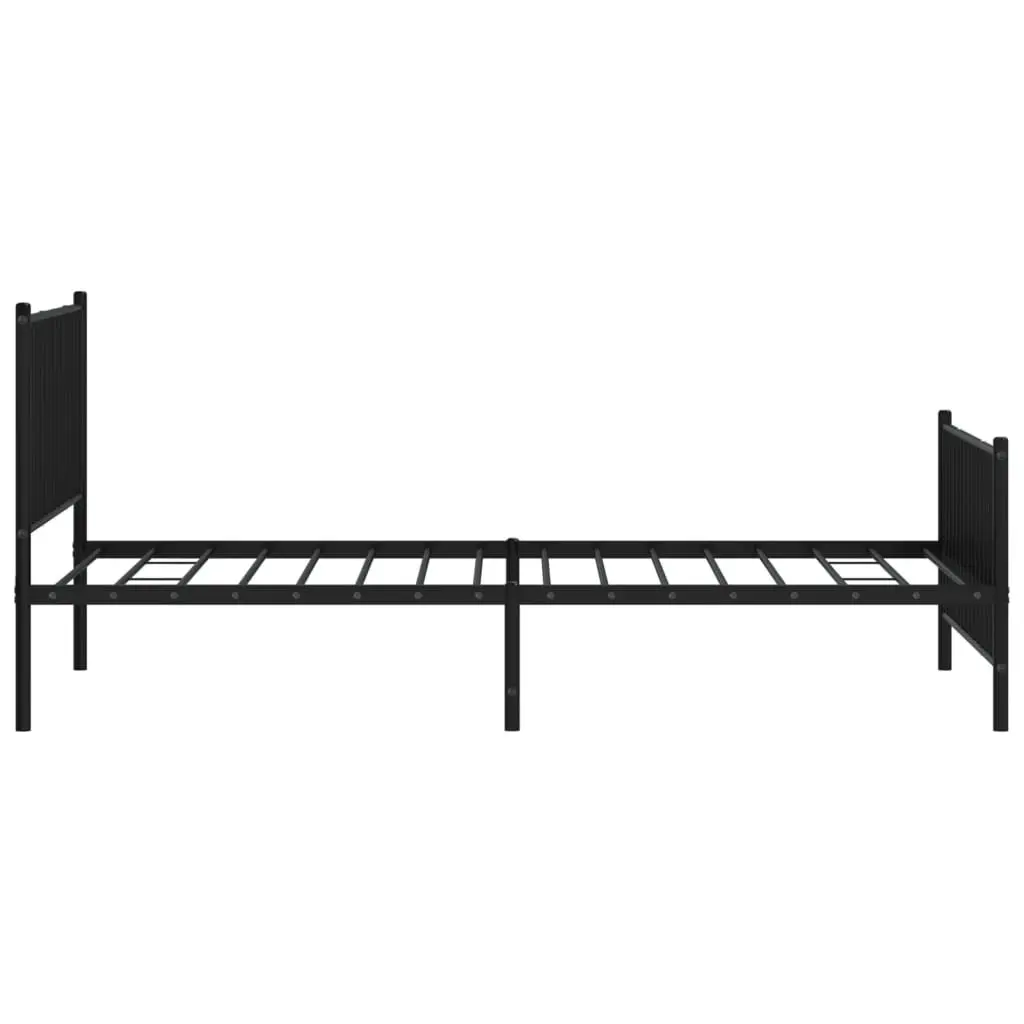 Metal Bed Frame King Single 107x203 cm with Footboard Slatted Base Black