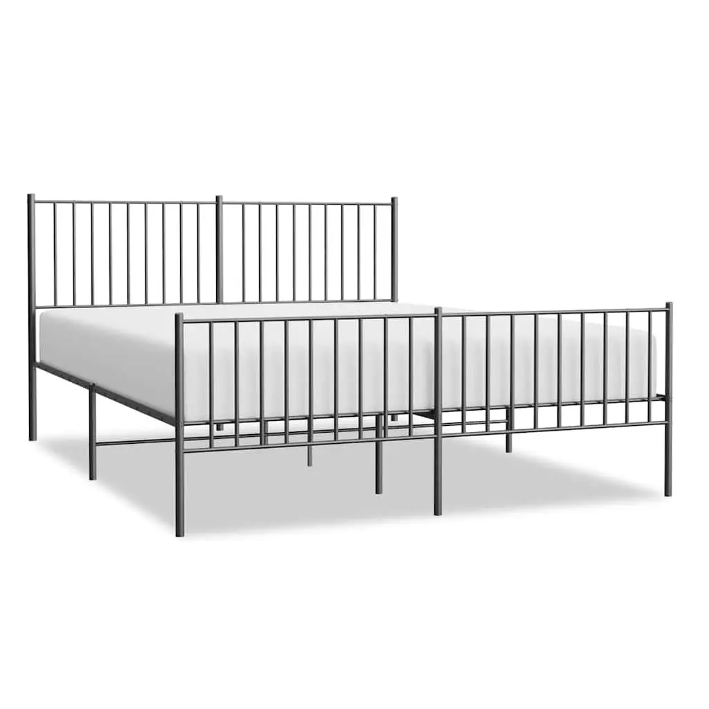 Metal Bed Frame for Bedroom 150x200 cm Black