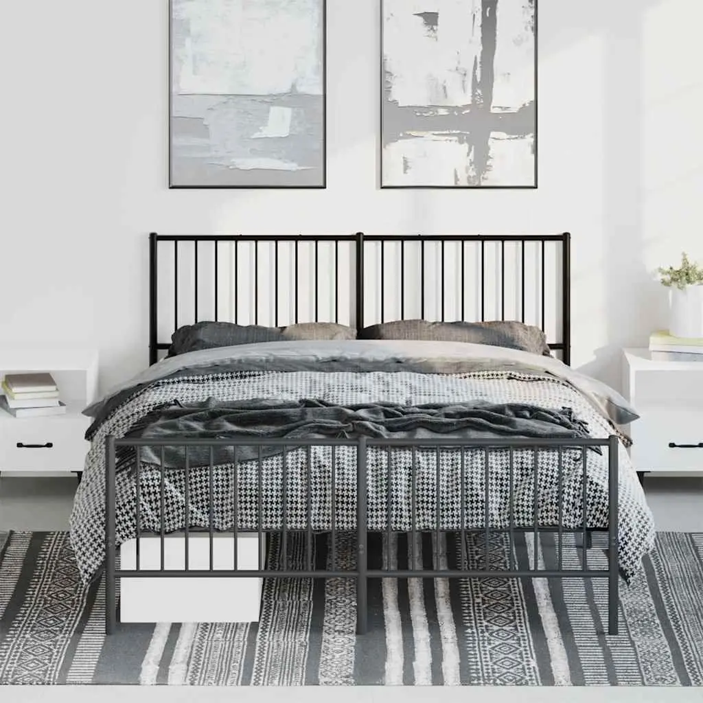 Metal Bed Frame for Bedroom 150x200 cm Black
