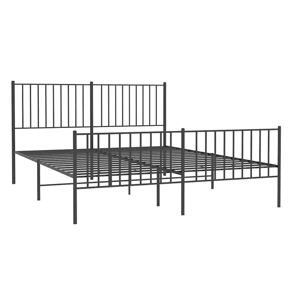 Metal Bed Frame for Bedroom 150x200 cm Black