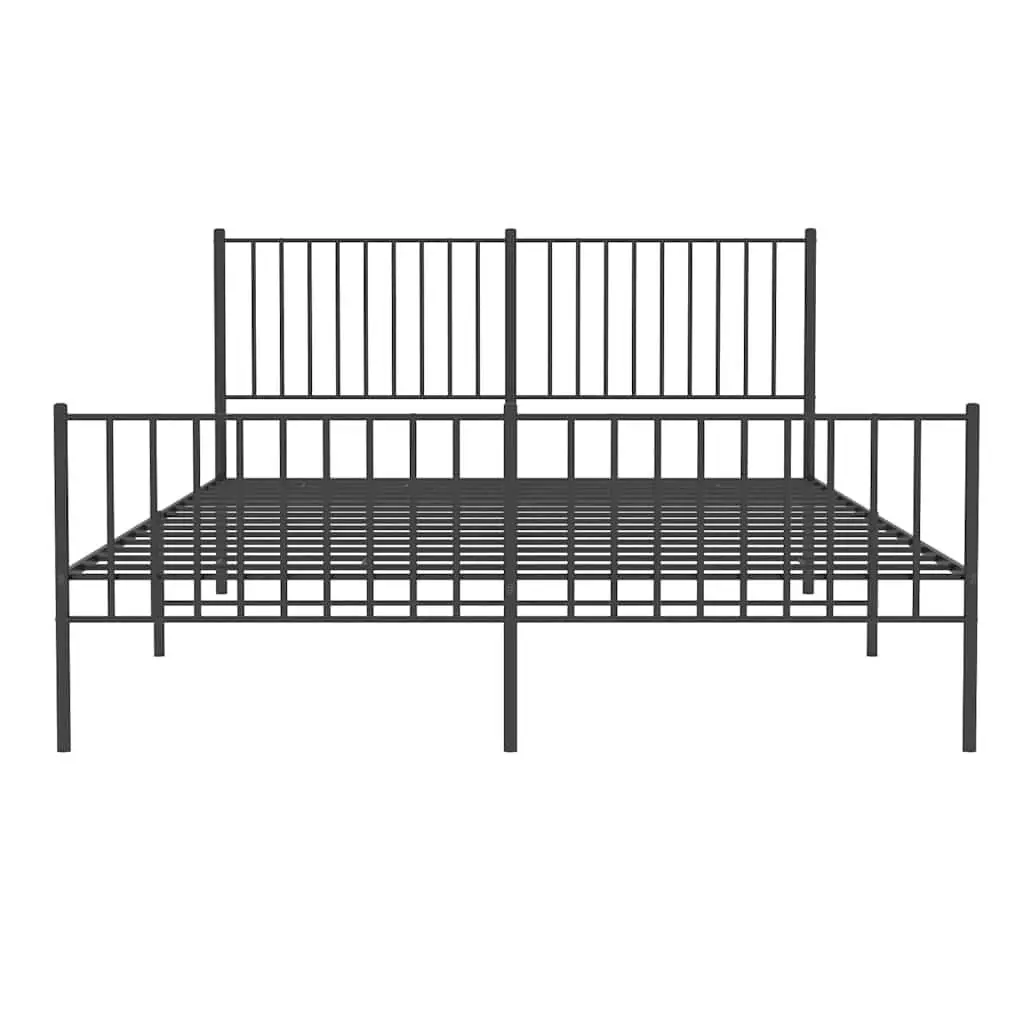 Metal Bed Frame for Bedroom 150x200 cm Black
