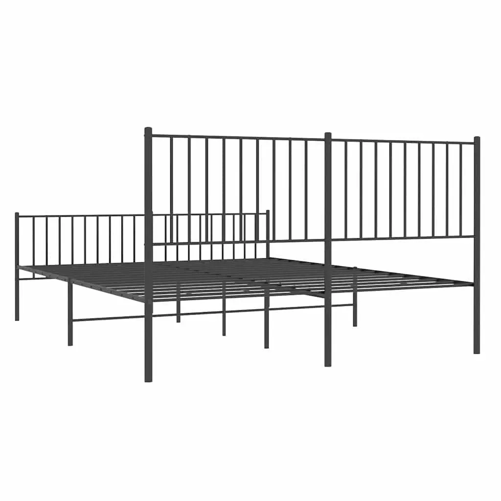 Metal Bed Frame for Bedroom 150x200 cm Black