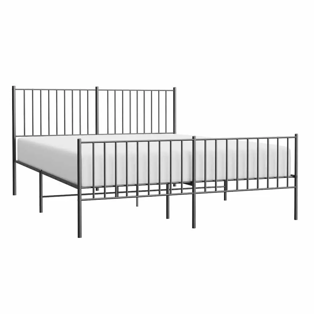 Metal Bed Frame for Bedroom 150x200 cm Black