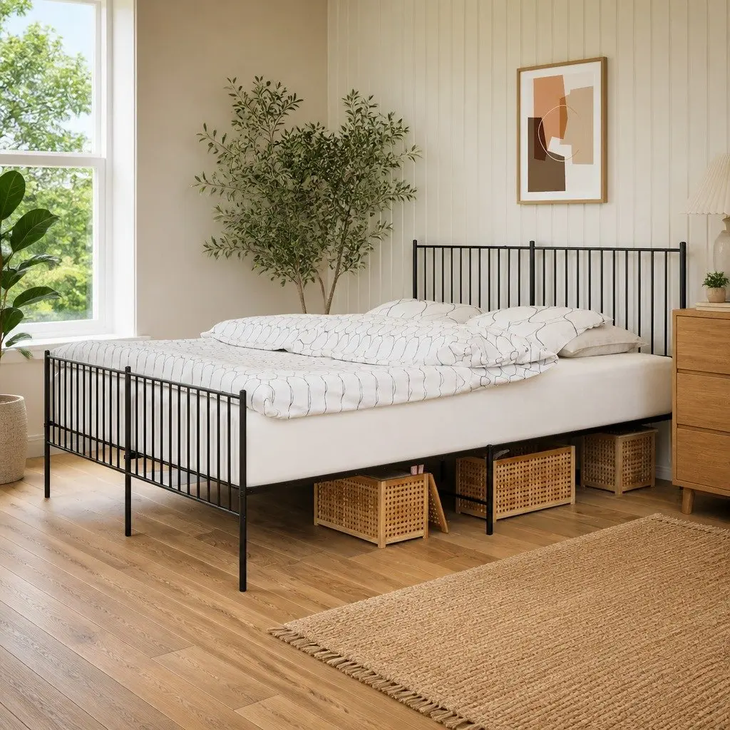 Metal Bed Frame for King Size Mattress 183 x 203 cm