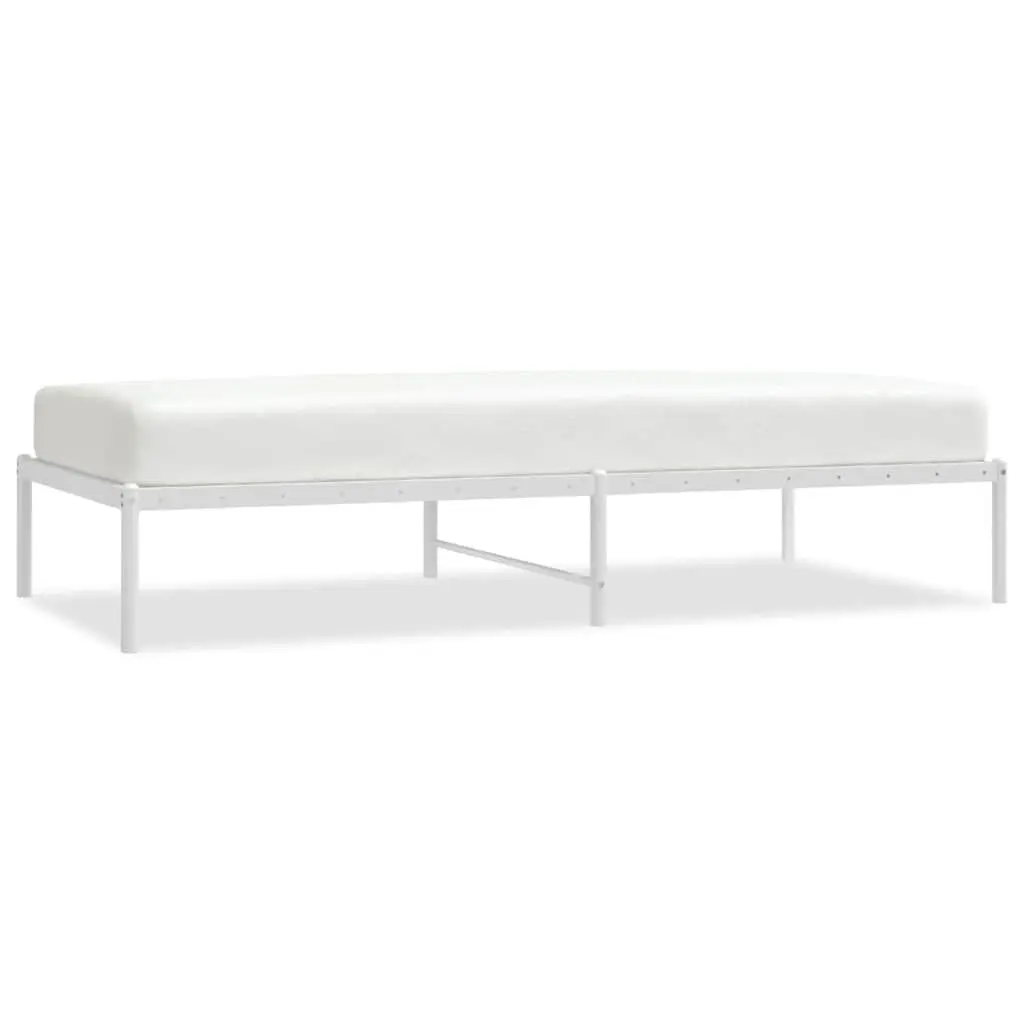 Metal Bed Frame 90x190 cm White Steel
