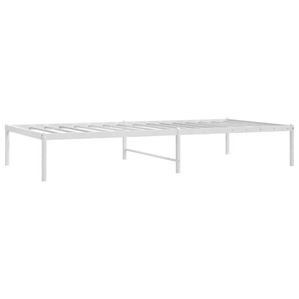 Metal Bed Frame 90x190 cm White Steel