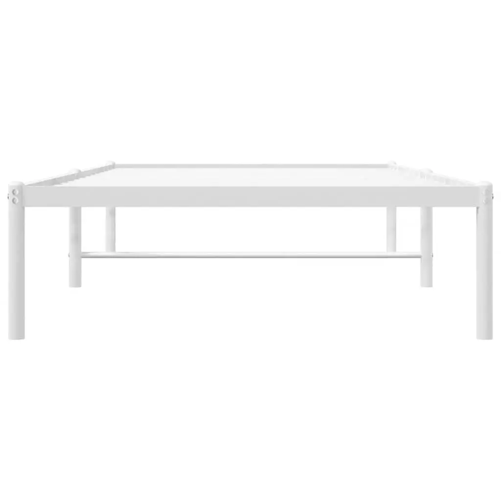 Metal Bed Frame 90x190 cm White Steel