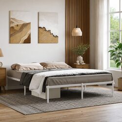 Metal Bed Frame Specifications: 150x200 cm, White