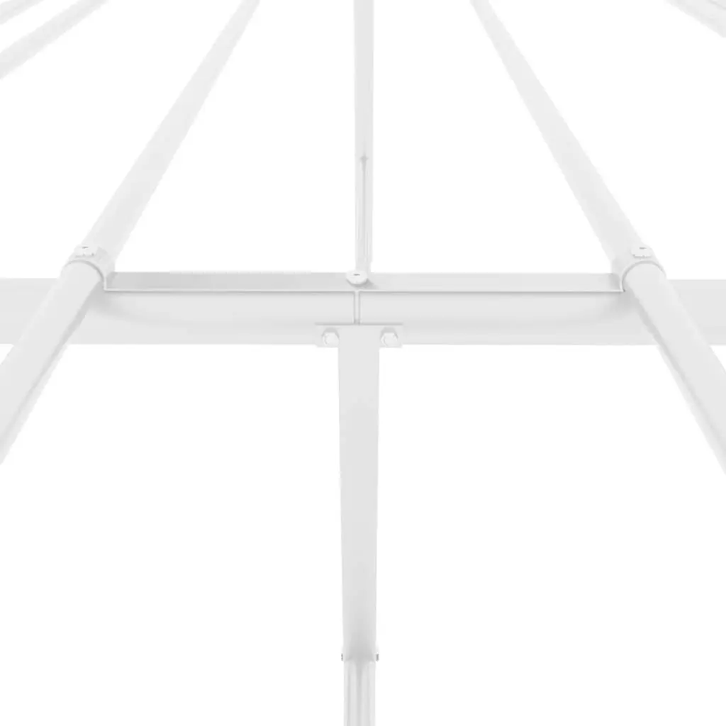 Metal Bed Frame 150x200 cm White Slatted Base Steel Bedroom Furniture