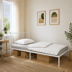 King Single Metal Bed Frame Dimensions 107x203 cm with Storage